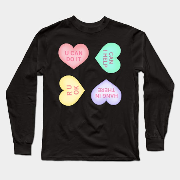 Motivational Conversation Hearts Sticker Pack Long Sleeve T-Shirt by dogbone42